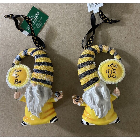 Let it Bee Yellow Sunflower Gnomes 4 inches high by Kurt Adler Lot of 2 Assorted - Picture 2 of 3